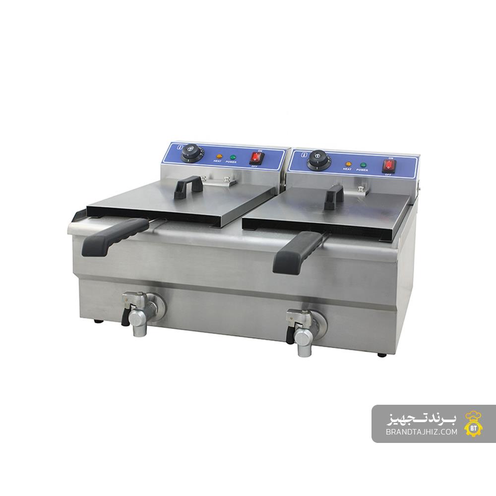 سرخ‌کن برقی دو لگن براکس (BURAX) با شیر تخلیه - مدل TEF132 V